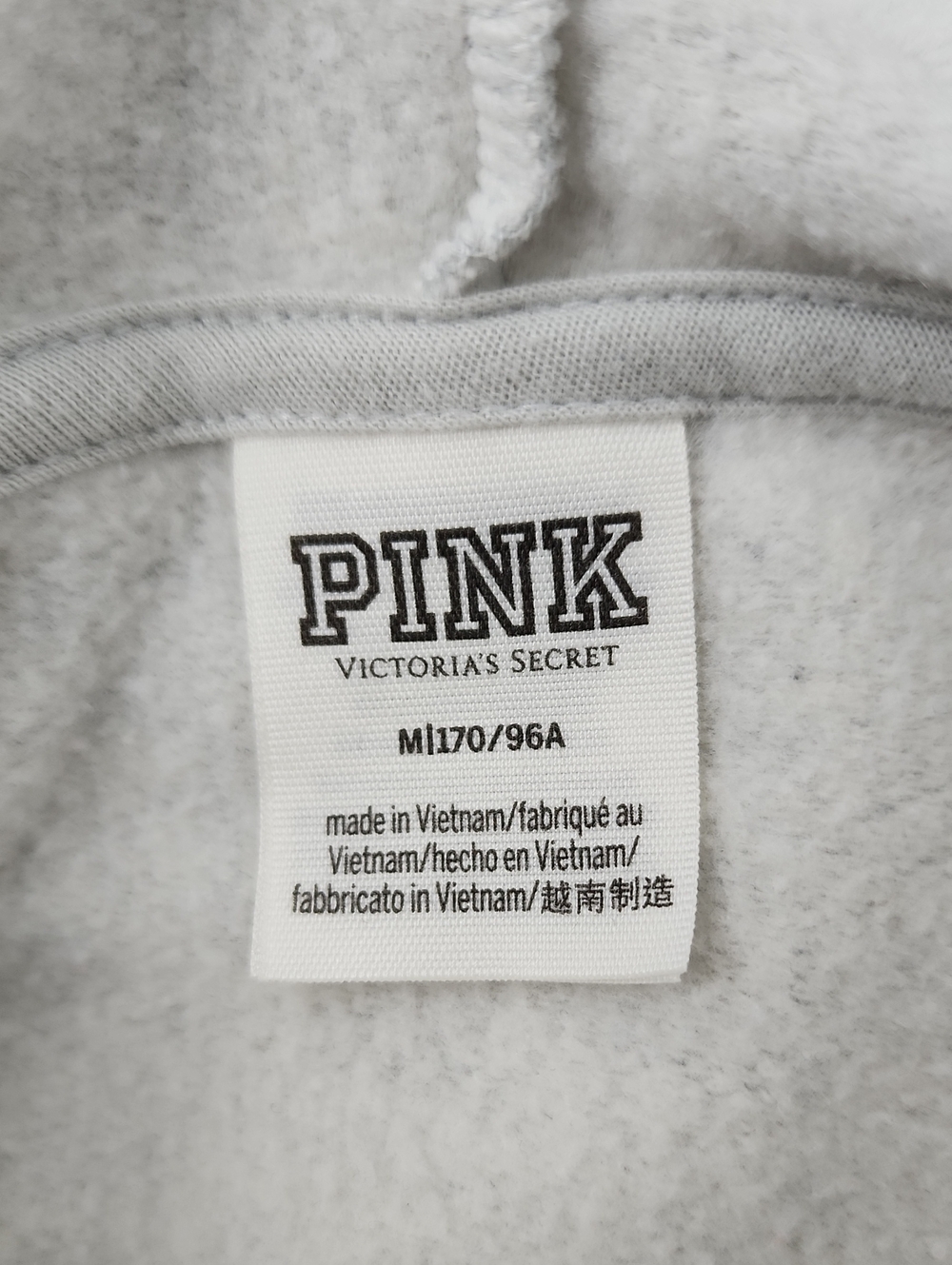 PINK Victoria's Secret Campus Pullover Hoodie Heathered Grey Size Medium - Picture 14 of 16